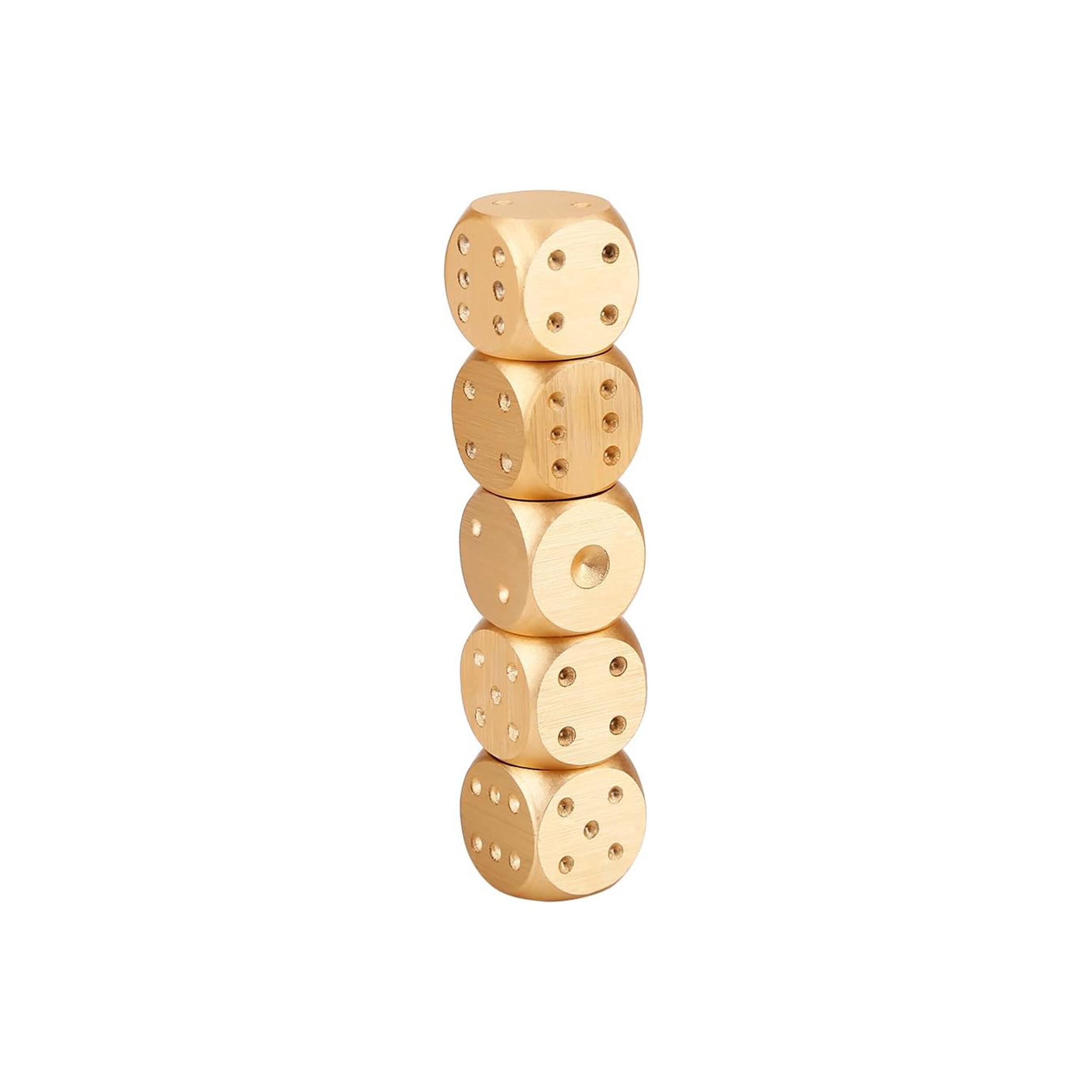 Set of 5 Gold Plated Metal Dice with Gold Box All Products Set of 5 Gold Plated Metal Dice with Gold Box All Products 5