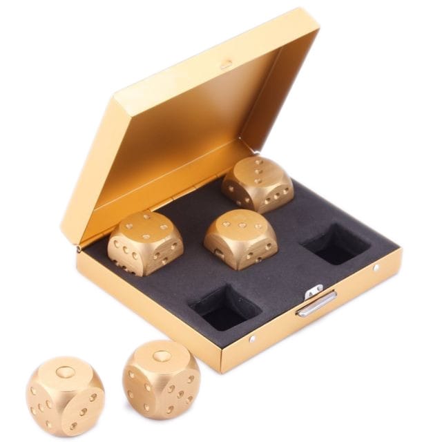 Set of 5 Gold Plated Metal Dice with Gold Box All Products Set of 5 Gold Plated Metal Dice with Gold Box All Products 3