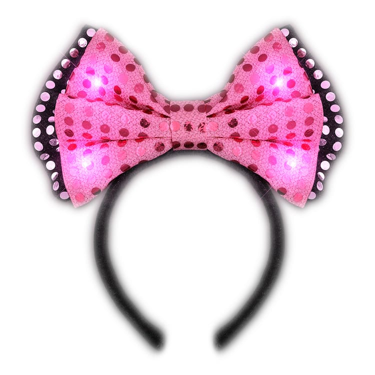 LED Pink Sequin Bow Tie Light Up Headband All Products LED Pink Sequin Bow Tie Light Up Headband All Products 3