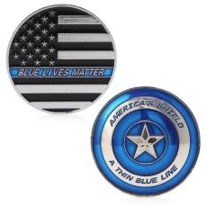 Americas Shield Thin Blue Line Commemorative Coin 4th of July Americas Shield Thin Blue Line Commemorative Coin 4th of July 4