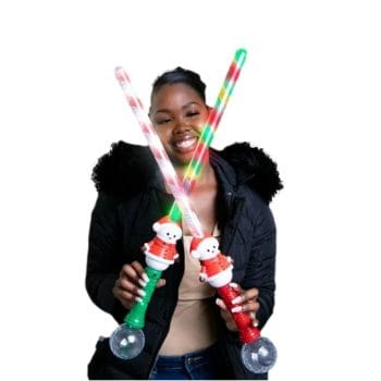1 Unit Light Up Striped Candy Cane Snowman Sword with Prism Ball Assorted All Products 3