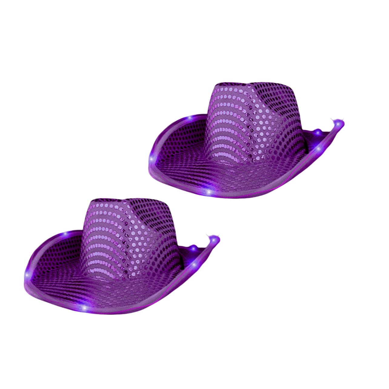 Halloween LED Flashing Cowboy Hat with Purple Sequins Pack of 2 All Products Halloween LED Flashing Cowboy Hat with Purple Sequins Pack of 2 All Products 3