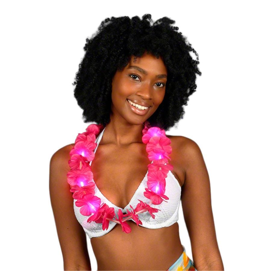 Light Up Hawaiian Flower Lei Necklace Pink All Products Light Up Hawaiian Flower Lei Necklace Pink All Products 3