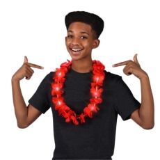 Light Up Hawaiian Flower Lei Necklace Red All Products Light Up Hawaiian Flower Lei Necklace Red All Products 4