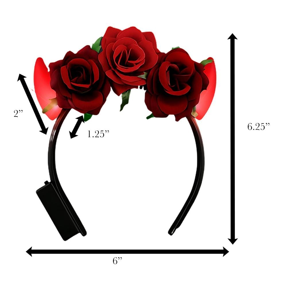 Red Light Up LED Devil Horns with Red Roses Flower Crown Headband All Products Red Light Up LED Devil Horns with Red Roses Flower Crown Headband All Products 8