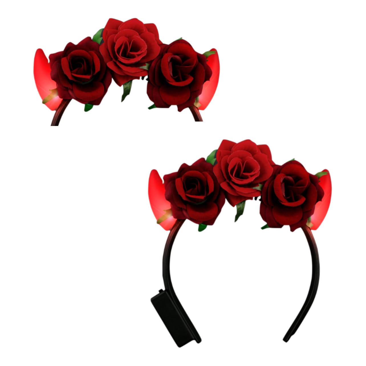 Red Light Up LED Devil Horns with Red Roses Flower Crown Headband All Products Red Light Up LED Devil Horns with Red Roses Flower Crown Headband All Products 7
