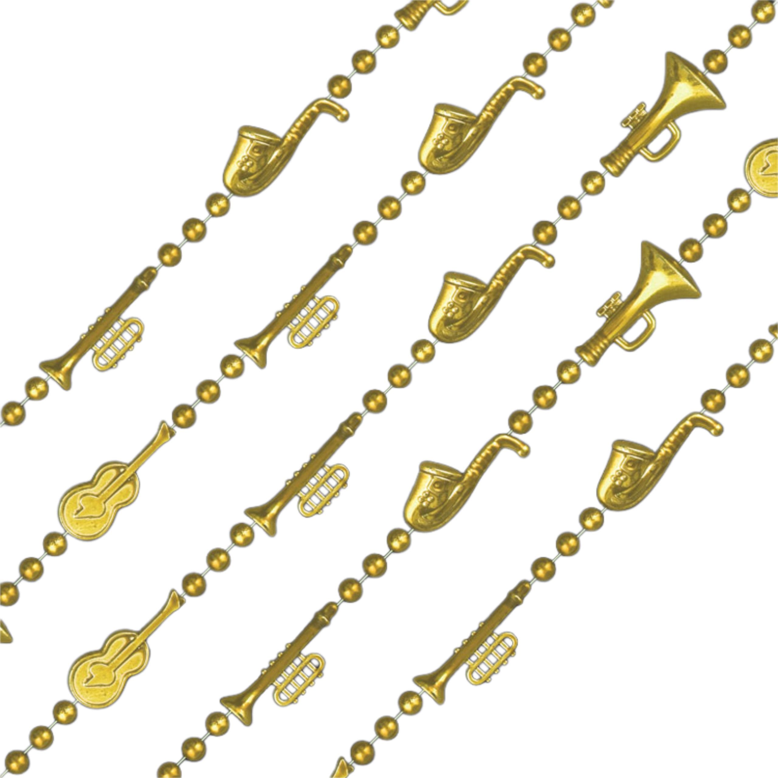 Non Light Up Metallic Gold Plated Jazz Instruments Beaded Necklace Pack of 12 All Products Non Light Up Metallic Gold Plated Jazz Instruments Beaded Necklace Pack of 12 All Products 3