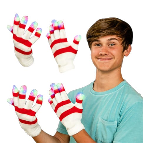 Knitted Candy Cane Gloves with Multicolor LEDs All Products Knitted Candy Cane Gloves with Multicolor LEDs All Products 4