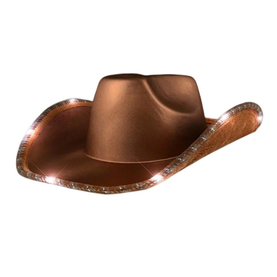 Light Up Shiny Satin Metallic Space Cowboy Hat Brown All Products Light Up Shiny Satin Metallic Space Cowboy Hat Brown All Products 5