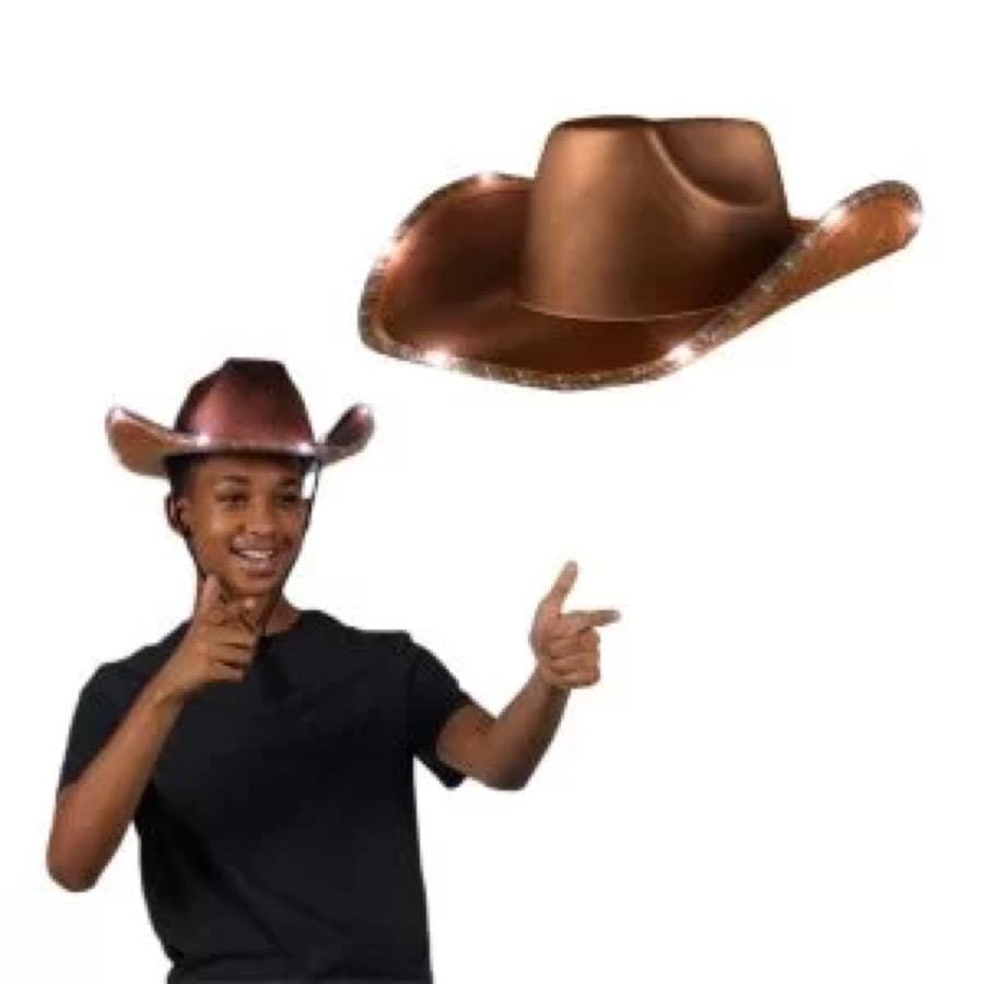 Light Up Shiny Satin Metallic Space Cowboy Hat Brown All Products Light Up Shiny Satin Metallic Space Cowboy Hat Brown All Products 4