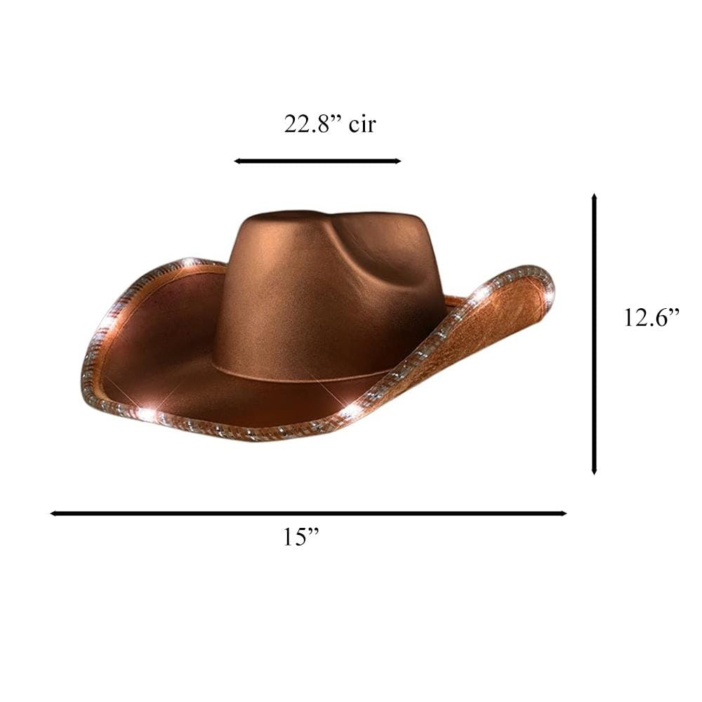 Light Up Shiny Satin Metallic Space Cowboy Hat Brown All Products Light Up Shiny Satin Metallic Space Cowboy Hat Brown All Products 6