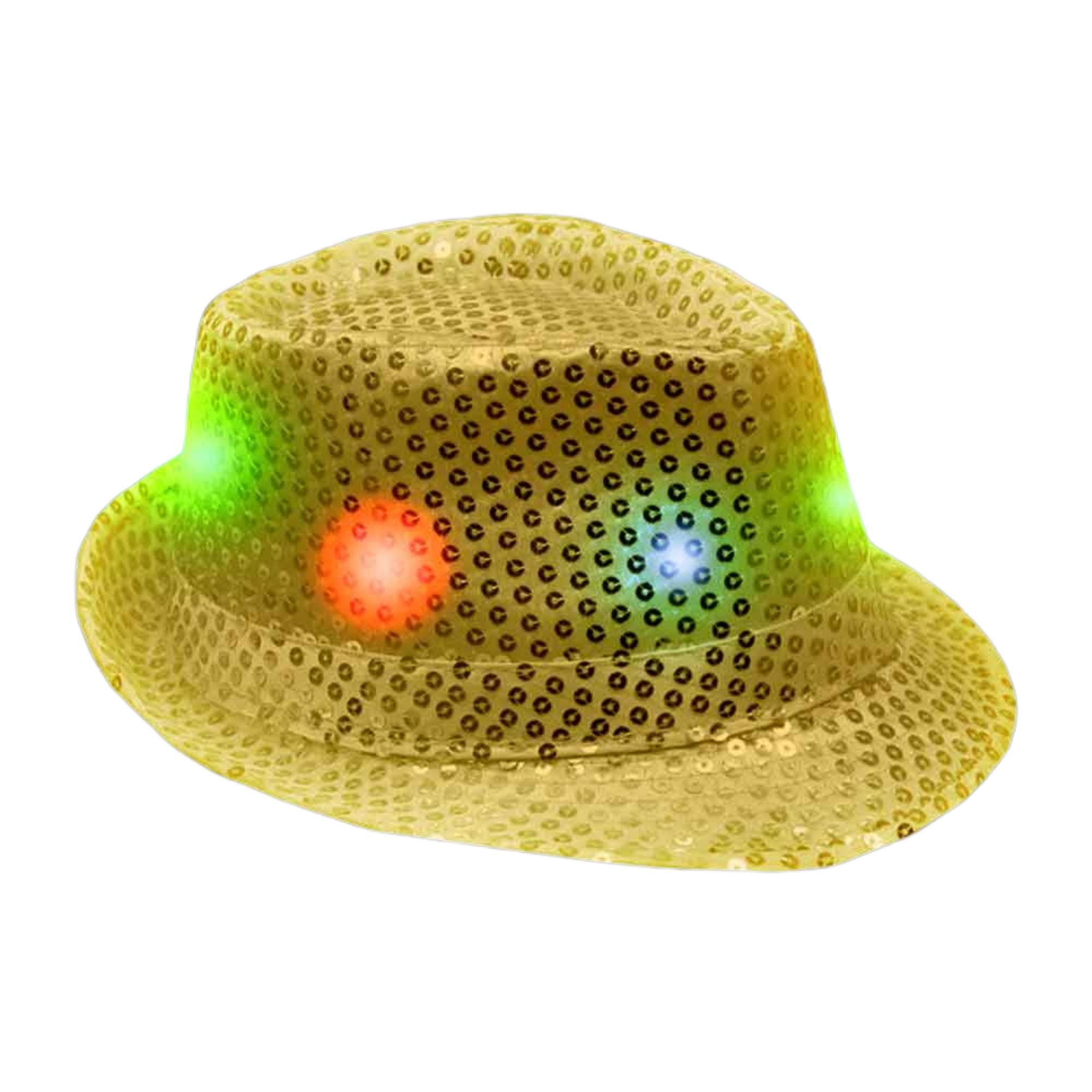 Light Up Flashing Gold Sequins Fedora with Multicolor LEDs All Products Light Up Flashing Gold Sequins Fedora with Multicolor LEDs All Products 5