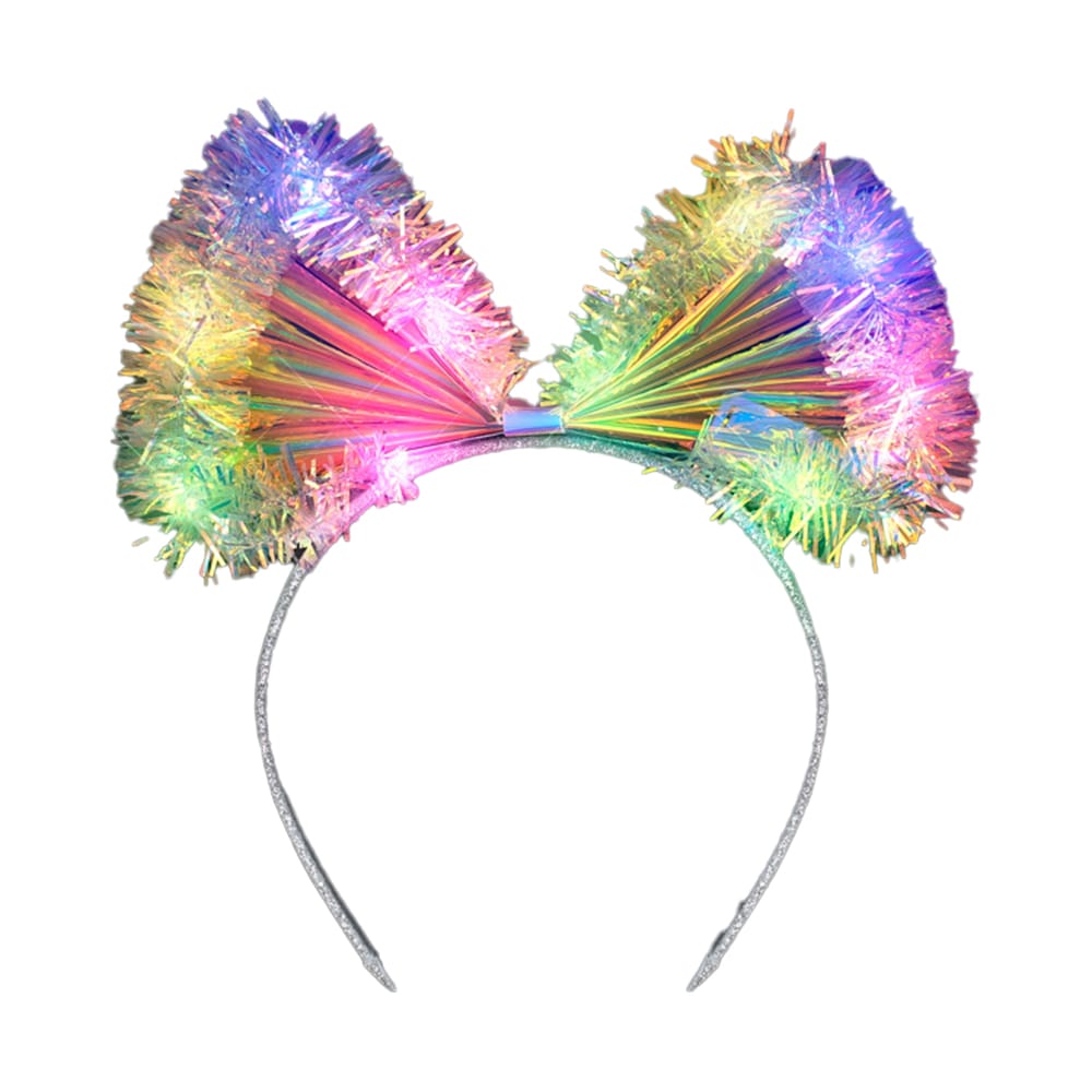 Multicolor LEDs Tinsel Iridescent Bow Headband All Products Multicolor LEDs Tinsel Iridescent Bow Headband All Products 4