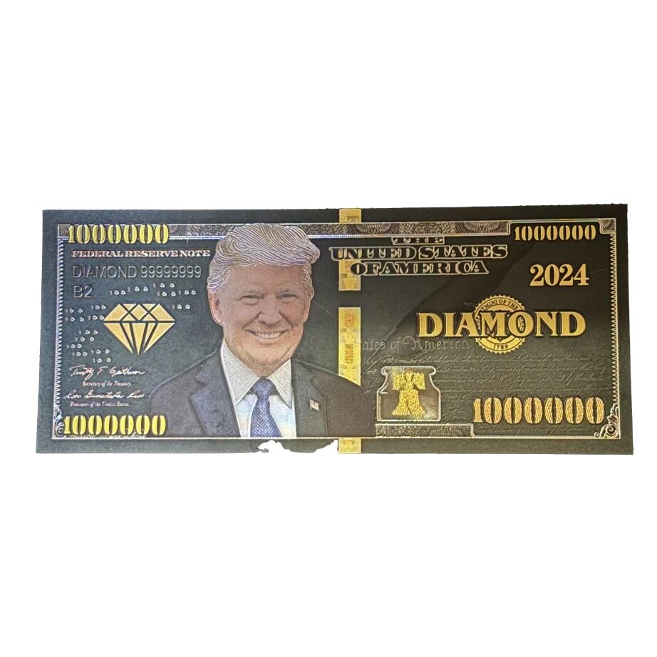 President Donald Trump MAGA One Million Dollar Diamond Gold Plated Bill 24K Gold and Silver Plated Replica Bills 3