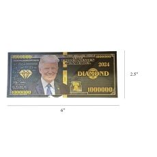 President Donald Trump MAGA One Million Dollar Diamond Gold Plated Bill 24K Gold and Silver Plated Replica Bills President Donald Trump MAGA One Million Dollar Diamond Gold Plated Bill 24K Gold and Silver Plated Replica Bills 6