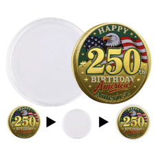 Happy 250th Birthday America Commemorative Gold Plated Coin 4th of July Happy 250th Birthday America Commemorative Gold Plated Coin 4th of July 8
