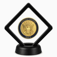 US Navy Coin Display Stand with Coin of Choice Challenge Coins US Navy Coin Display Stand with Coin of Choice Challenge Coins 7