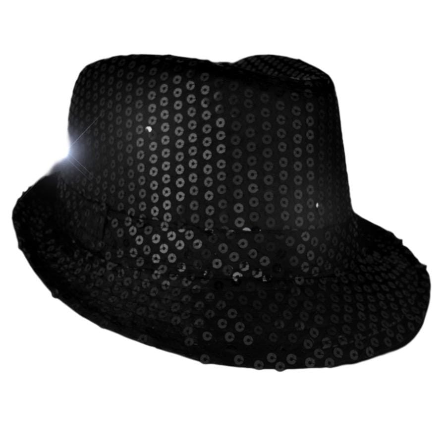 LED Flashing Fedora Hat with Black Sequins All Products LED Flashing Fedora Hat with Black Sequins All Products 5