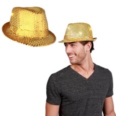LED Flashing Light Up Fedora Hat with Gold Sequins All Products LED Flashing Light Up Fedora Hat with Gold Sequins All Products 4