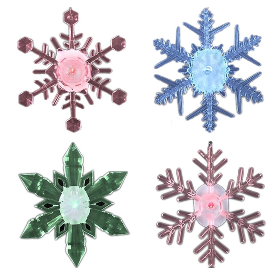 Snowflake LED Slow Changing Christmas Ornament Pack of 4 All Products 3