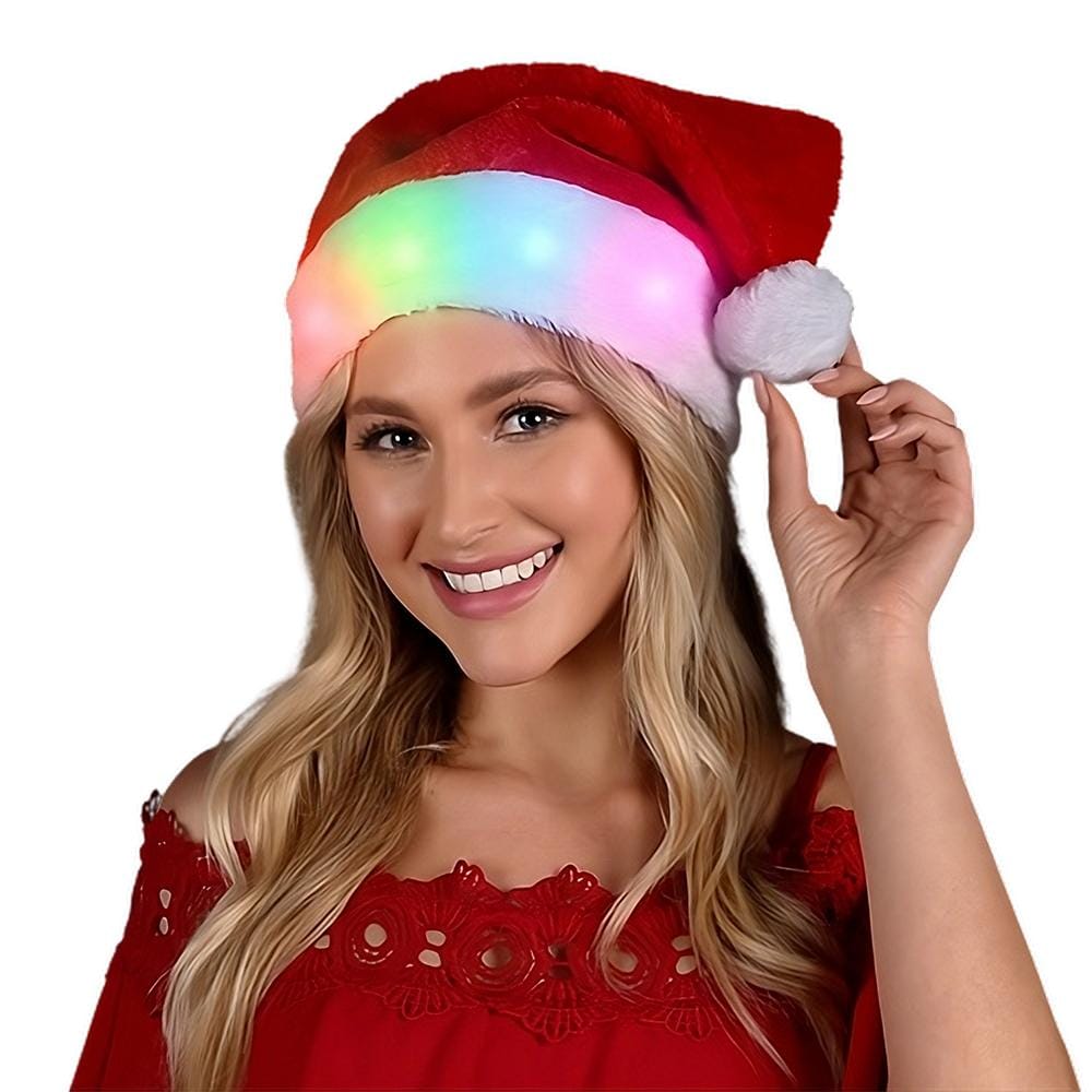 Light Up Multicolor LEDs Deluxe Santa Hat All Products 3