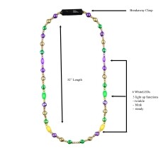 Disco Glam Edition Metallic Mardi Gras Beads Necklace with 6 LED Lights All Products Disco Glam Edition Metallic Mardi Gras Beads Necklace with 6 LED Lights All Products 5