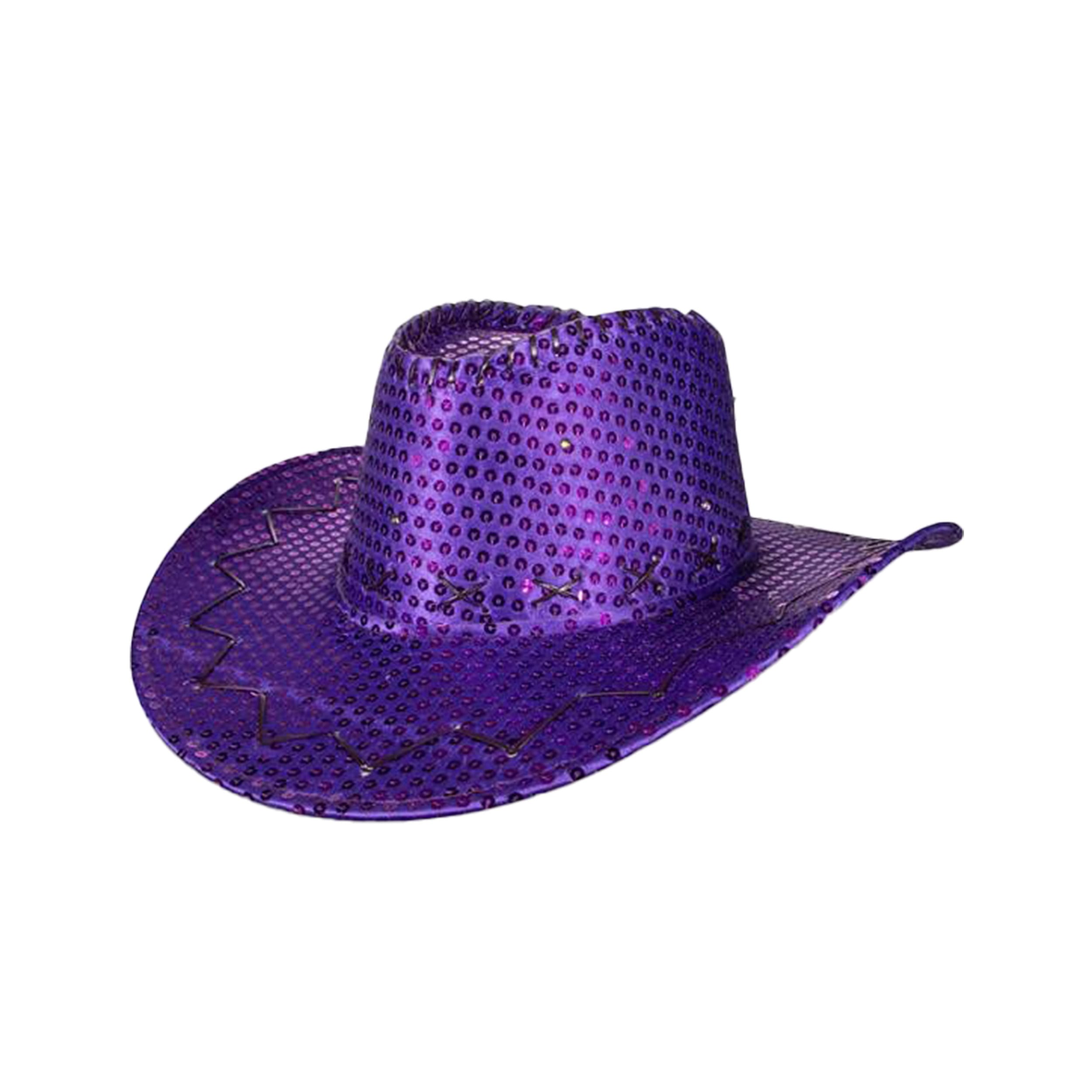 Pack of 6 LED Western Sequin Cowboy Hat with Fancy Stitching Purple All Products Pack of 6 LED Western Sequin Cowboy Hat with Fancy Stitching Purple All Products 7