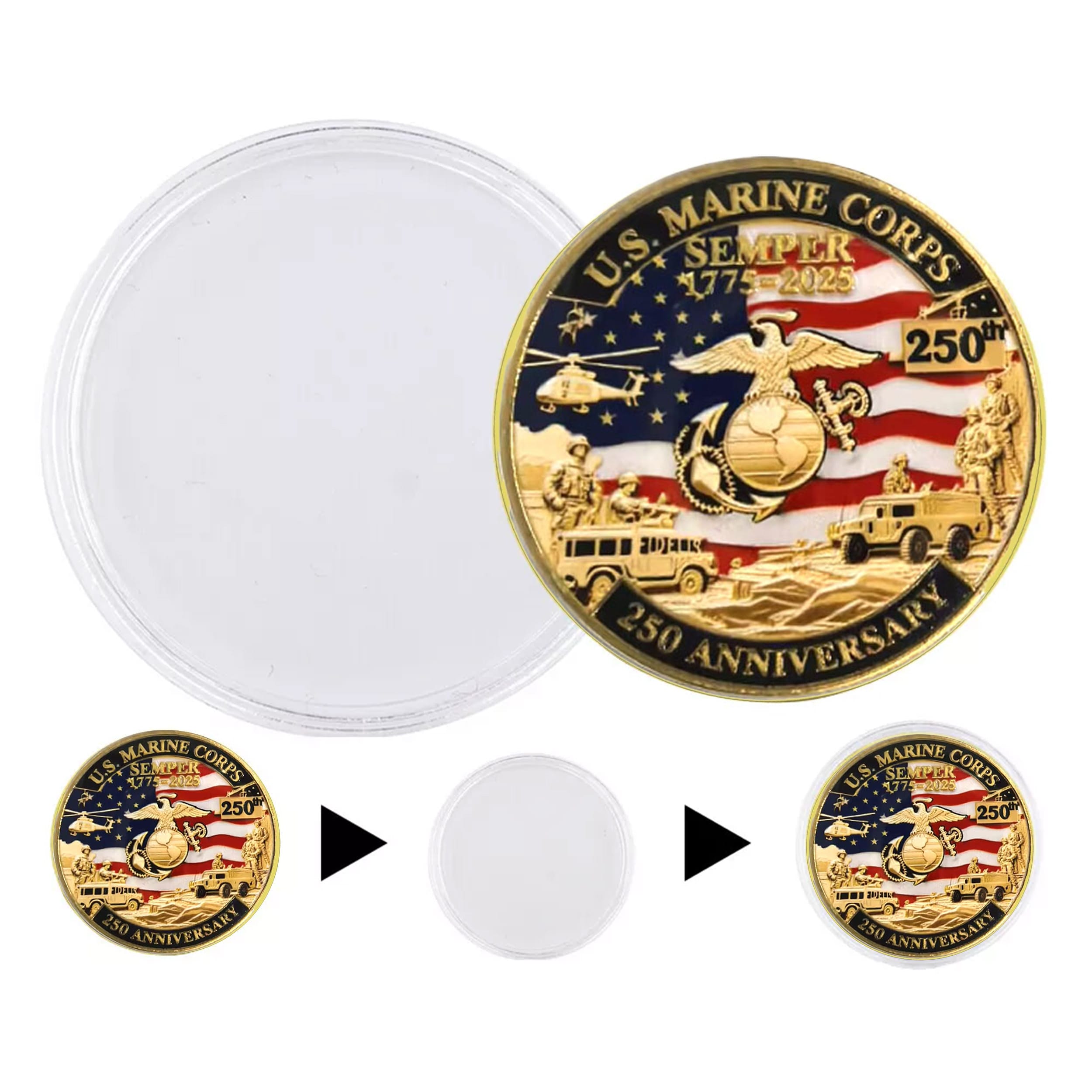 Battleground Heritage Edition US Marine Corps 250th Anniversary Gold Plated Coin 4th of July Battleground Heritage Edition US Marine Corps 250th Anniversary Gold Plated Coin 4th of July 6