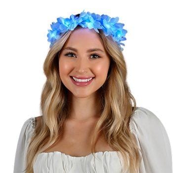 Light Up Flashing Blue Flower Crown Stretchy Headband All Products