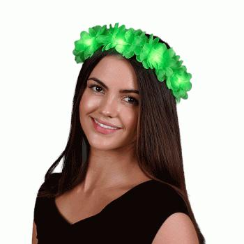 Light Up Flashing Green Flower Crown Stretchy Headband All Products