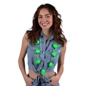 Light Up Flashing Pot Leaf Jumbo Charms Necklace 420