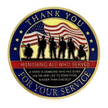 Thank you for Your Service Honor Military Veterans Appreciation Patriotic Challenge Coins All Products